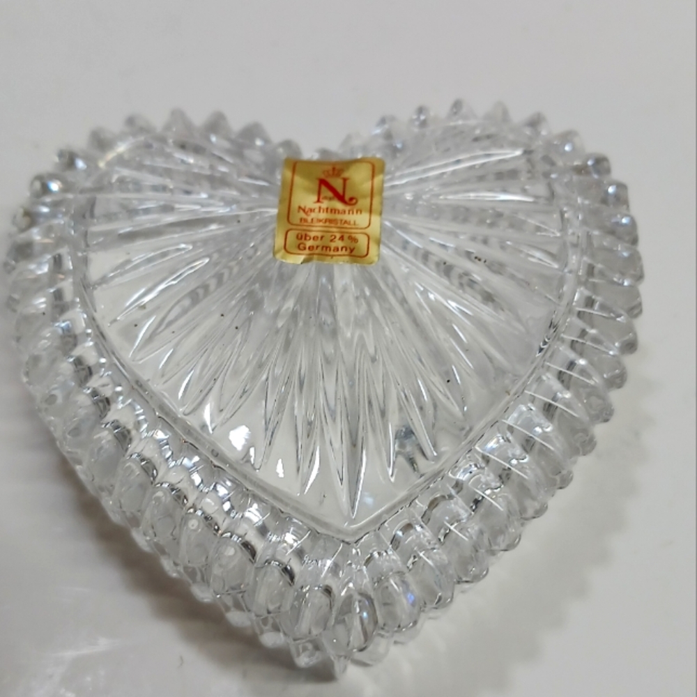 Nachtmann lead crystal heart dish, crystal heart trinket box